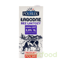 Молоко Polmlek безлактозне 2% 1л/уп 12шт/