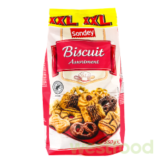 Вафлі Sondey 550г Biscuit асорті XXL /уп.20шт/