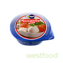 Сир Mozzarella Jager Minis 125г 45% лоток  /в уп.14шт/