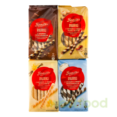Трубочки вафельні Bonitki Rurki 280г в асорт /в уп.12шт/
