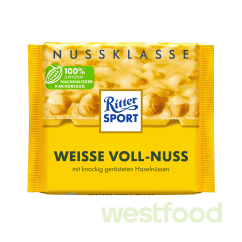Шоколад Ritter Sport біл.шок і фундук Weisse voll-nuss100г, шт