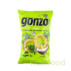 Кільця кукурудз. GONZO 75г Сметана і зелень