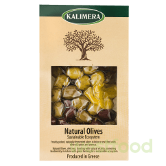 Оливки Калімера Мікс з перчиками в маринаді Корінф 250г картон