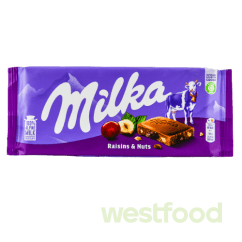 Шоколад Milka 100г Raisins & Nuts /в уп.22шт/