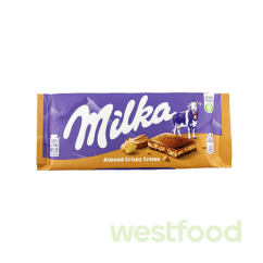 Шоколад Milka  90г Almond Crispy Creme /в уп.24шт/