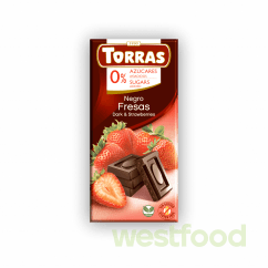 Шоколад Torras 75г Fresas Чорн.з полун.без цукру/в уп.10шт/