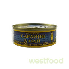 Сардина Рижське золото в олії балт. 240г ключ /в уп.24шт/