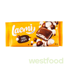 Шоколад Lacmi Fun&Crispy молочн.порист.молочн. нач,кріспі 85г /уп.17шт/