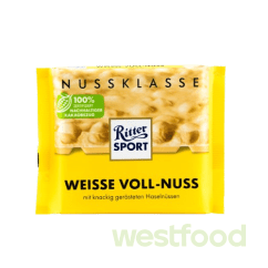 Шоколад Ritter Sport біл.шок і фундук Weisse voll-nuss100г, шт