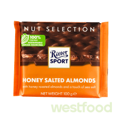 Шоколад Ritter Sport Honey Salted Almonds 100г /в уп.12шт/