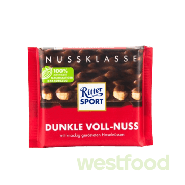 Шоколад Ritter Sport чорн.шок і фундук Dunkle voll-nuss100г, шт