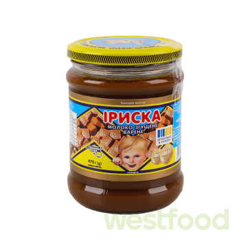 Молоко згущене варене Іриска 470г скло ПМКК /уп.12шт/