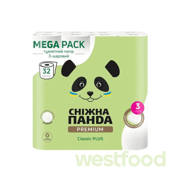 Папір туал. Сніжна панда Преміум 32шт 3шари Класік плюс