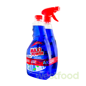 Засіб для скла Maxi Power 740мл + запаска