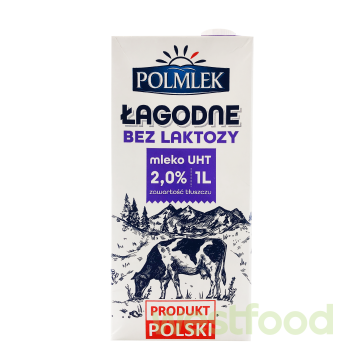 Молоко Polmlek безлактозне 2% 1л/уп 12шт/