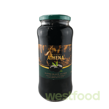Оливки Aegean ATHENA 580(280)г чорні б/к скло/в уп.12 шт/