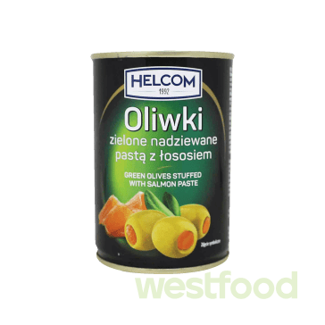 Оливки HELKOM 280г зелені з лососем ж/б /в уп.12шт/