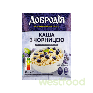 Каша вівсяна з чорницею 40г Добродія /уп.25шт/