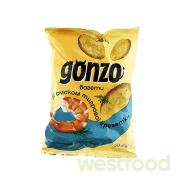 Сухар GONZO 50г Багети пшеничні Тигрова креветка