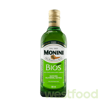 Олія 500мл оливкова (скло) Monini BIOS /в уп.6шт/