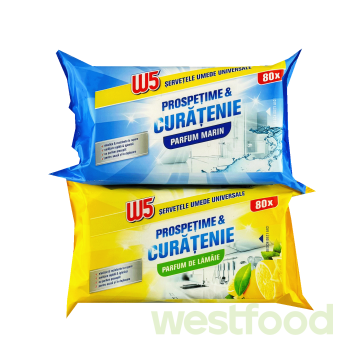 Серветки вологі д/прибир.універс.W5 80шт в асорт /в уп.12шт/