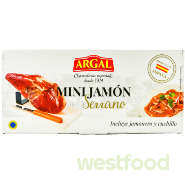 Хамон ARGAL 1кг Mini Jamon Serrano з підставкою та ножем/подарунок/