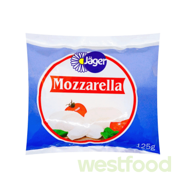 Сир Mozzarella Jager 125г 45% пакет/в уп.20шт/