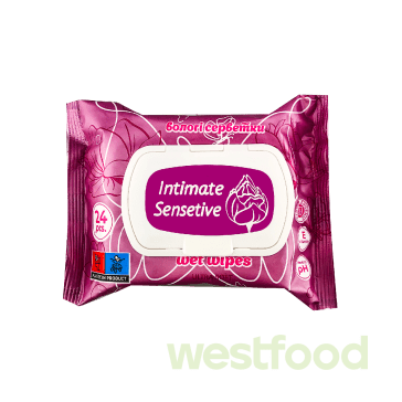 Серветки вологі MI MI 24шт для інтим.гігієни тіла з молоч.кисл. та вітам.Е