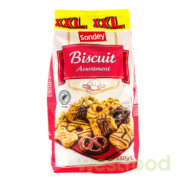 Вафлі Sondey 550г Biscuit асорті XXL /уп.20шт/