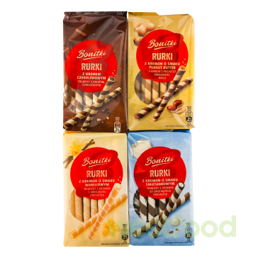 Трубочки вафельні Bonitki Rurki 280г в асорт /в уп.12шт/