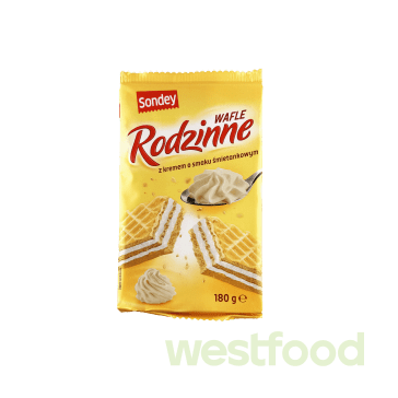 Вафлі Sondey Rodzinne 180г вершк.крем /уп.24шт асорт/
