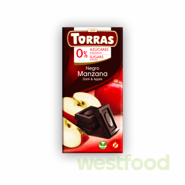 Шоколад Torras 75г Manzana Чорн.з ябл.без цукру/в уп.10шт/