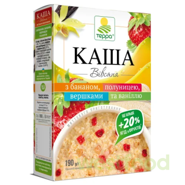 Каша Терра 190г(5*38г) Вівсяна з бананом та полуницею