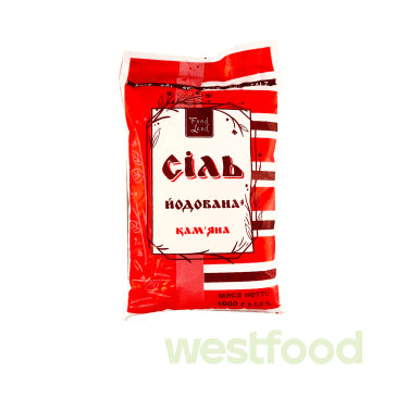Сіль 1кг Food Land йодована кам'яна /уп.25шт/