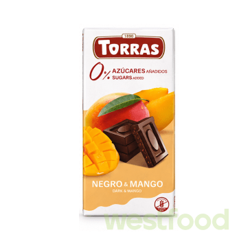 Шоколад Torras 75г Чорний з манго без цукру/в уп.12шт/