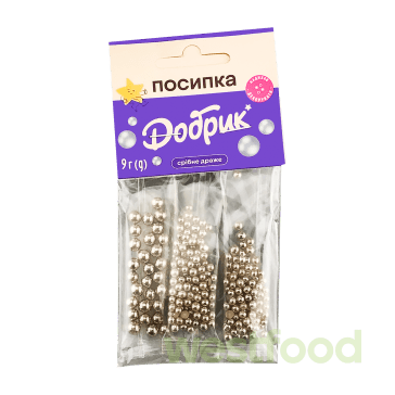 Посипка кондит. Срібне драже (3стіки) 9г