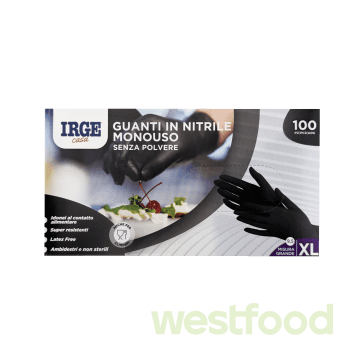 Рукавиці одноразові нітрилові чорні розмір XL 100шт IRGE
