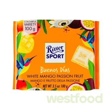Шоколад Ritter Sport Weisse Mango maracuja 100г, шт /в уп.12шт/