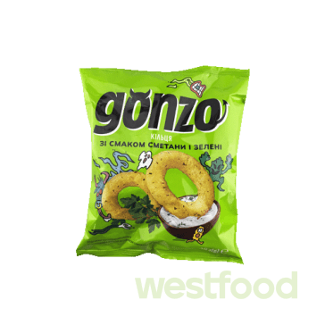 Кільця кукурудз. GONZO 40г Сметана і зелень