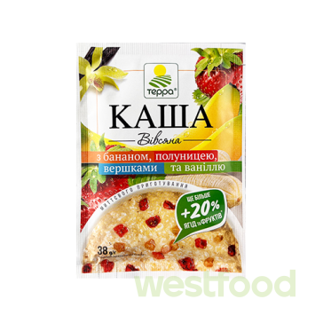 Каша Терра 38г Вівсяна з бананом та полуницею /в уп.12шт/