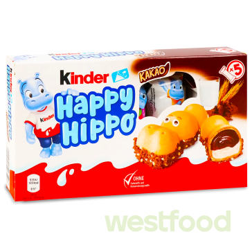 Батончик Kinder Happy Hippo Сaсao, 5*20,7г/в уп.10шт/