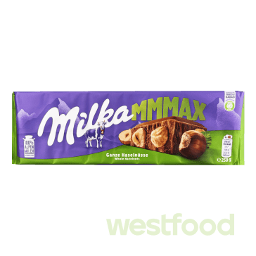 Шоколад Milka 250г Whole Hazelnuts /в уп.14шт/