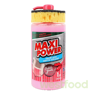 Засіб д/миття посуду MaxiPower 1л Бабл Гам /уп.6шт/