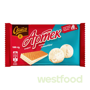 Вафлі Світоч Артек 188г пломбір /в уп.12шт/