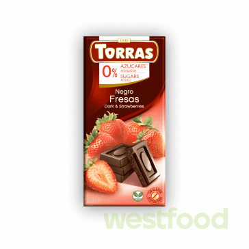 Шоколад Torras 75г Fresas Чорн.з полун.без цукру/в уп.10шт/