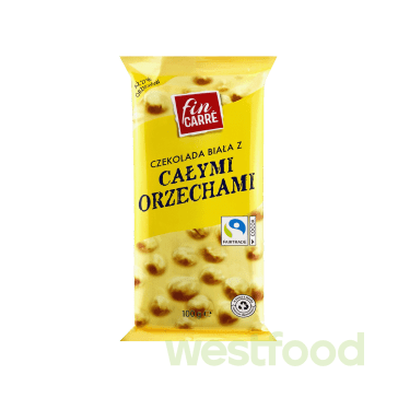 Шоколад Fin carre білий з цілим лісовим горіхом 100г /в уп.40шт/