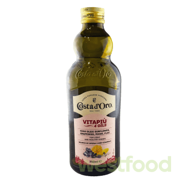 Олія 0,75л 4 олії (виногр,соняшн,кукурудз,льон,) скло Costa d'Oro/в уп.12шт/