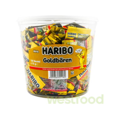 Желейки Haribo Goldbaren відро 100 шт*10 г, 1 кг/в ящ. 6 шт/