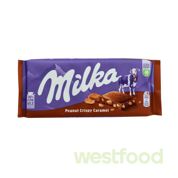 Шоколад Milka  90г Peanut crispy caramel/в уп.24шт/