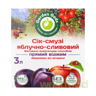 Сік Garden Gadz смузі 3л яблучно-сливовий з м'якоттю /в уп.2 шт/